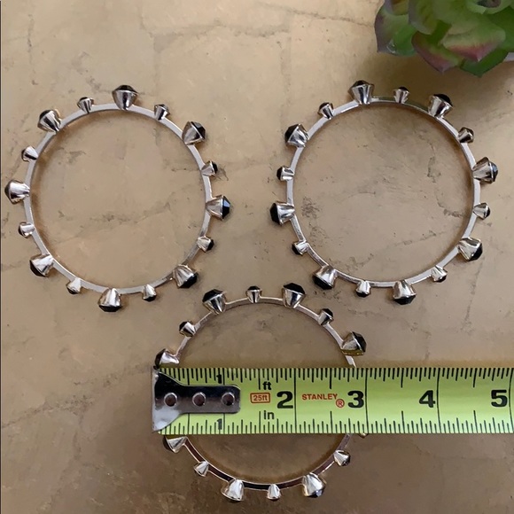 Gold Tone Bangles with Black Rhinestones - Picture 3 of 6